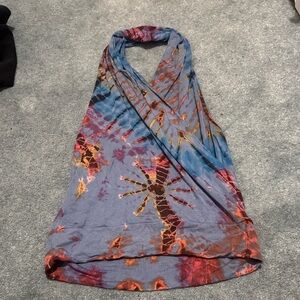 Sexy stretchy halter Tye dye top small